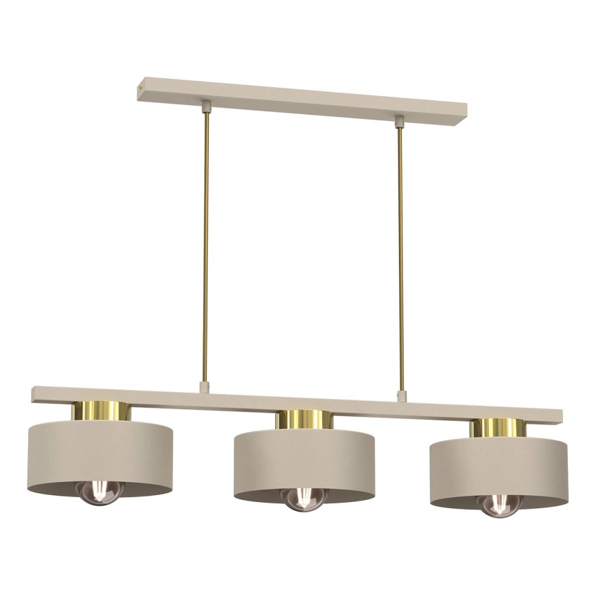 Hanglamp aan een koord MARTI 3xE27/15W/230V beige/goud